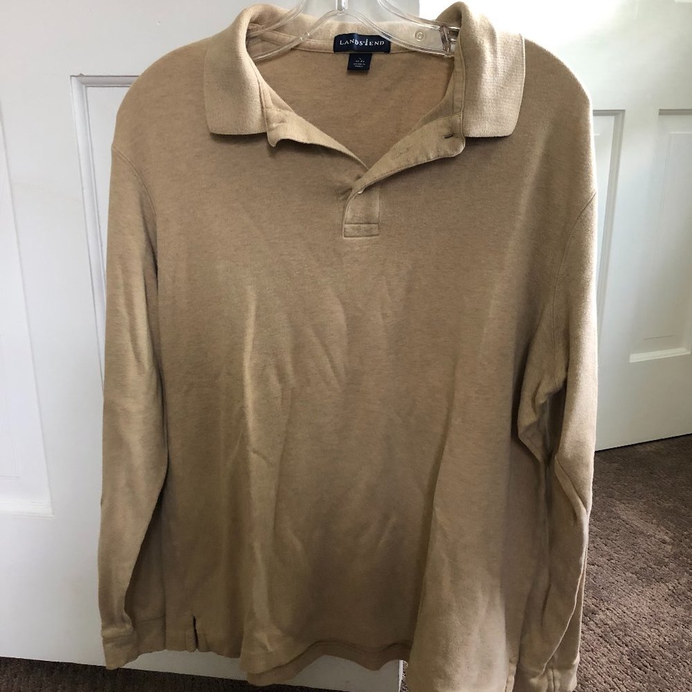 camel long sleeve collared shirt